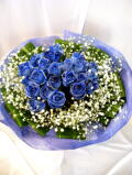 青バラ（シルバーラメ）20本の花束