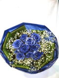 青バラ（シルバーラメ）10本の花束